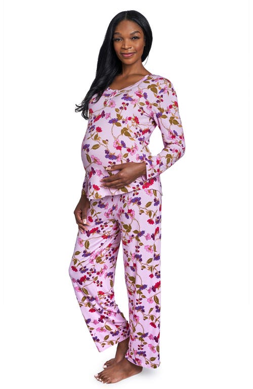 Everly Grey Laina Jersey Long Sleeve Maternity/Nursing Pajamas in Lavender Rose