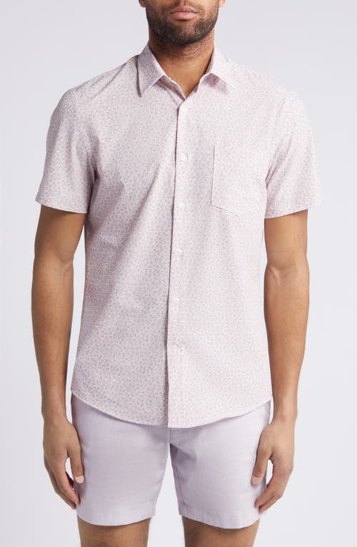 Nordstrom Trim Fit Leaf Print Short Sleeve Cotton Button-Up Shirt Ditsy at Nordstrom,