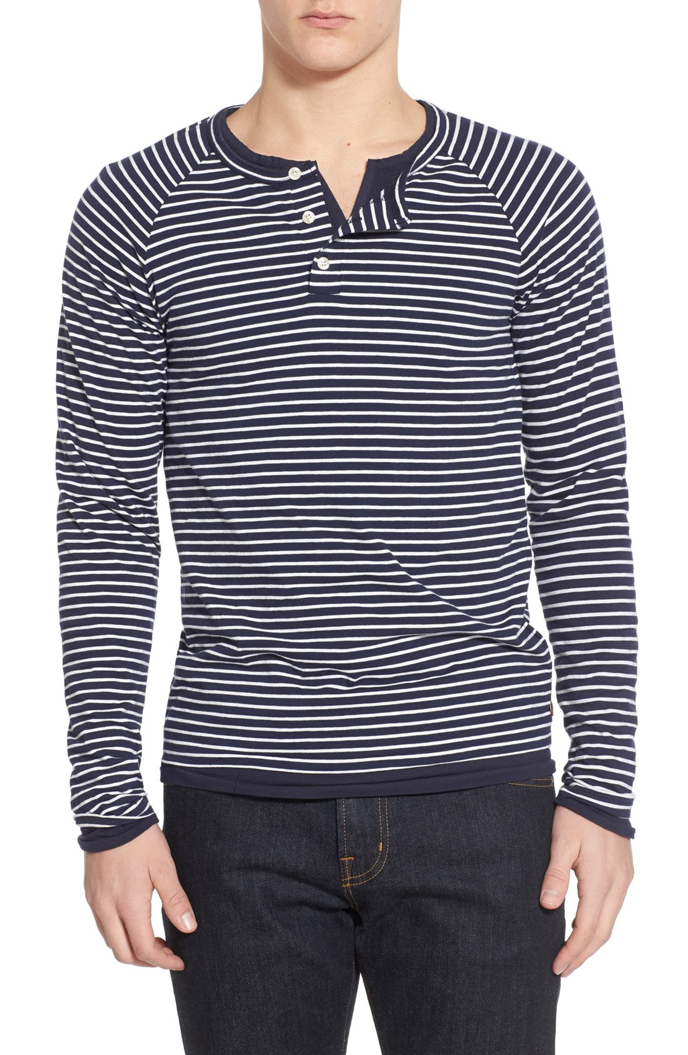 Scotch & Soda Trim Fit Double Layer Long Sleeve Henley | Nordstrom