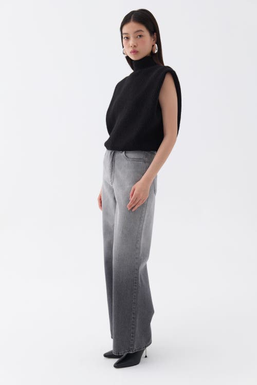 Shop Nocturne Ribbed Turtleneck Knit Sweater In Black