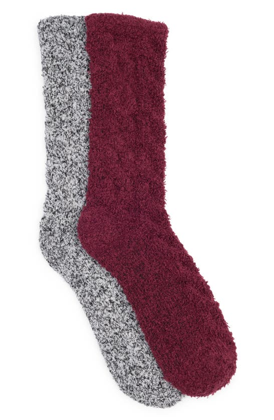 Nordstrom Rack Butter Cable Knit Crew Socks In Burgundy London- Black Marl