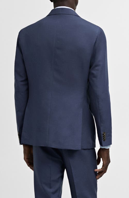 Shop Mango Slim Fit Blue Lyocell & Linen Sport Coat