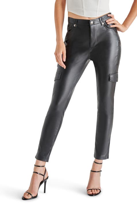 Faux Leather Cargo Pants for Women