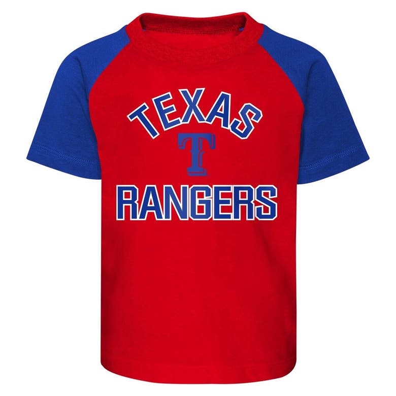 Outerstuff Infant Red/Heather Gray Texas Rangers Ground Out Baller Raglan T-Shirt and Shorts Set