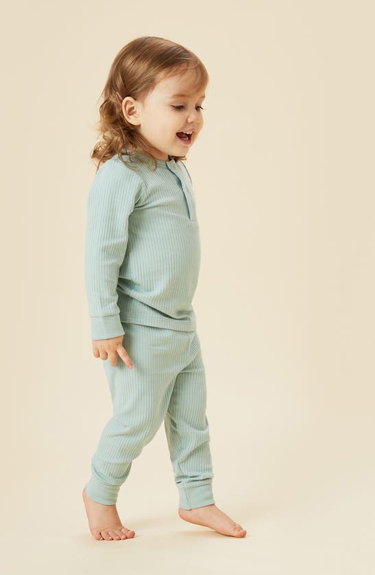 Shop Mori Rib Fitted Two-piece Pajamas In Ribbed Mint