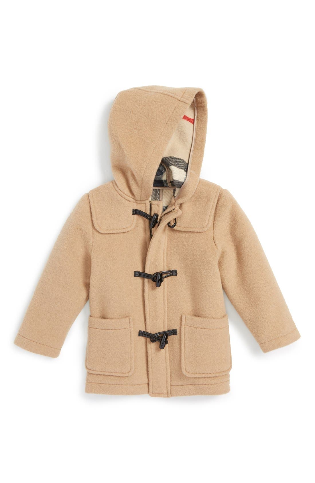 Burberry 'Brogan' Hooded Wool Toggle Coat (Baby Boys) Nordstrom