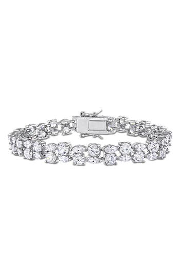 Delmar Lab-created White Sapphire Two-row Bracelet In White
