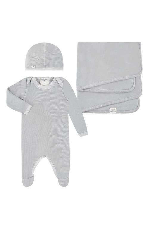 Paigelauren Welcome Home Fleece Footie, Hat & Blanket Set In Gray