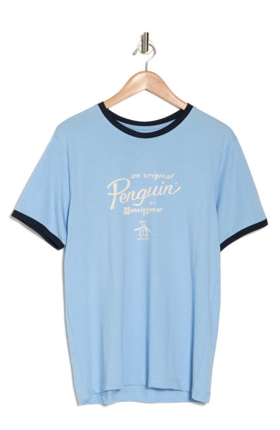 Shop Original Penguin Ringer T-shirt In Cerulean
