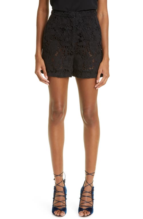 Jason Wu Collection Floral Guipure Lace Cotton Shorts in Black
