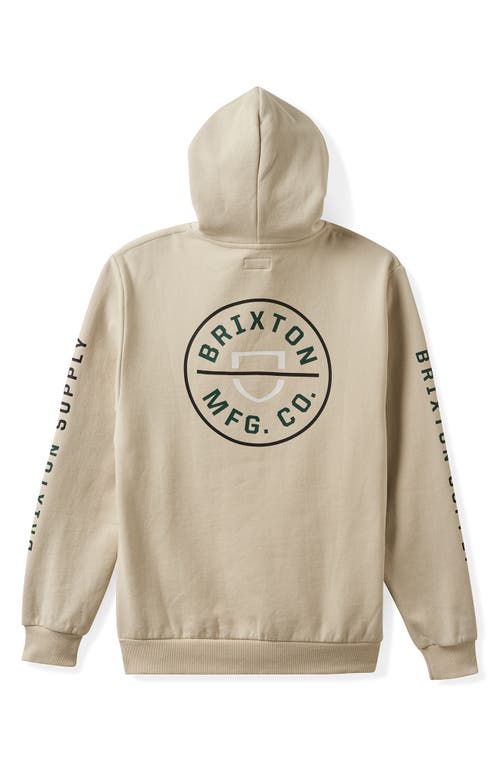 Shop Brixton Crest Hoodie In Beige/black/pine Needle