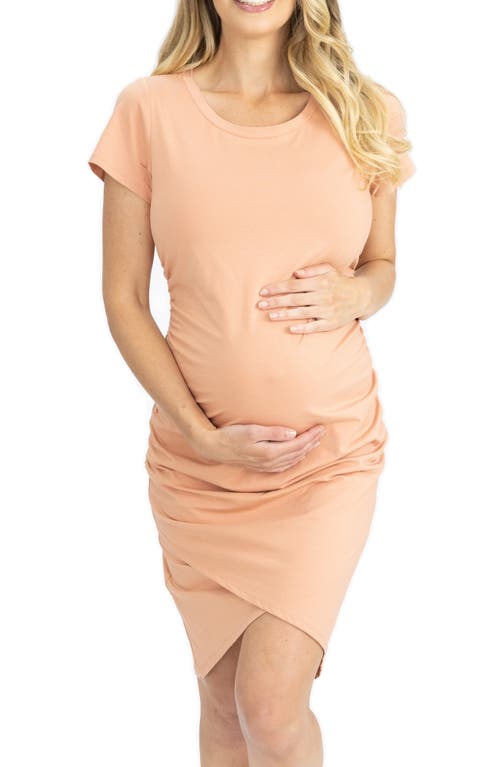 Summer Maternity Body-Con Dress in Peach