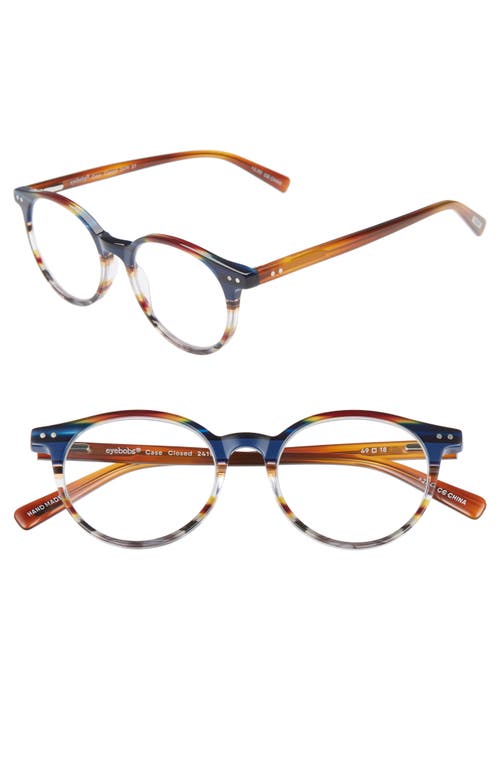 Case Closed 49mm Round Reading Glasses in Blue Multi /Clear