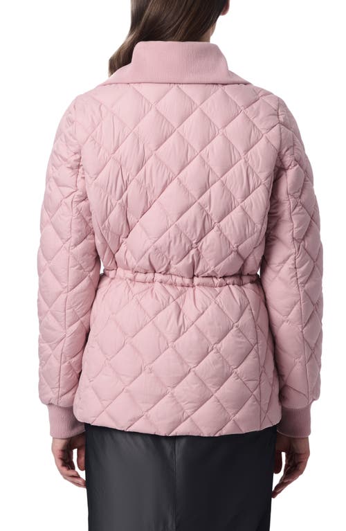 Bernardo Drawcord Waist Quilted Puffer Coat In Blush