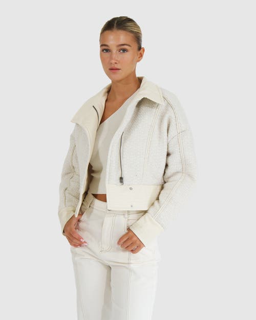 Belle & Bloom Mad Love Cropped Bomber Jacket In Cream