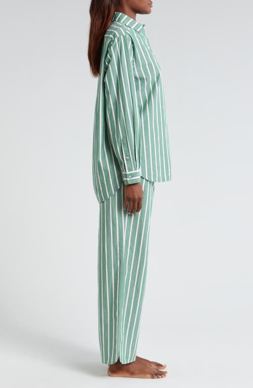 Lunya Airy Cotton Long Sleeve Pant Set Giverny Stripe In Giverny Stripe
