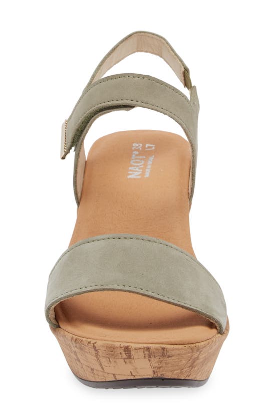 Shop Naot Summer Platform Wedge Sandal In Sage Nubuck