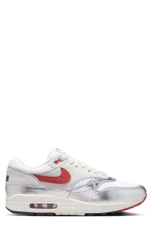 Shop Nike Air Max 1 Premium Sneaker In White/chile Red/silver