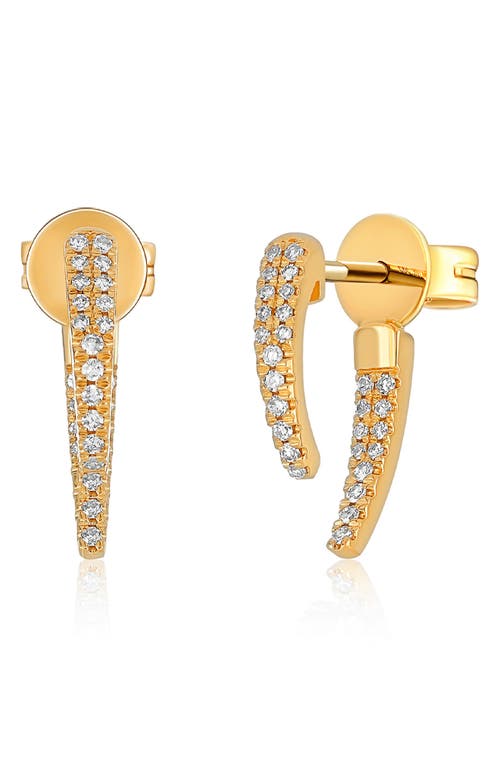 EF Collection Mini Diamond Front/Back Hook Earrings in 14K Yellow Gold at Nordstrom