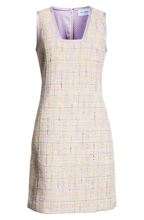 Shop St John St. John Collection Metallic Tweed Sleeveless Dress In Amethyst/dusty Lavender Multi