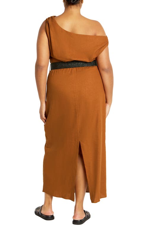 Shop City Chic Milly Asymmetric Neck Maxi Dress In Ginger