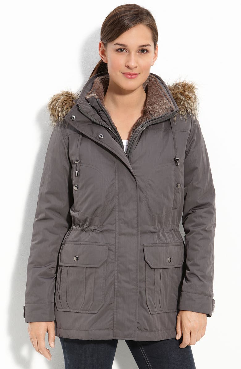 Weatherproof® Faux Fur Trim Jacket with Zip Out Vest | Nordstrom