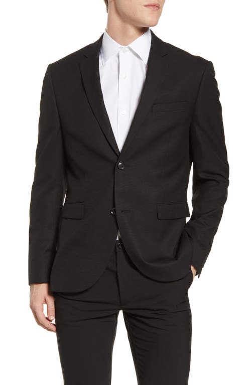 Topman Skinny Fit Textured Suit Jacket in Black