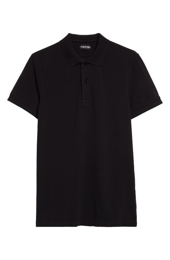 Shop Tom Ford Short Sleeve Cotton Piqué Polo In Black