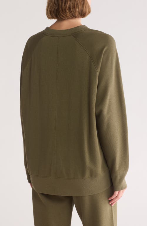 Zella Cloud Fleece Sweatshirt In Olive Night