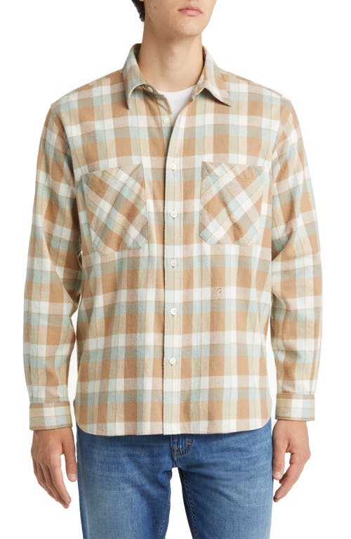 Shop Closed Plaid Cotton Flannel Button-up Shirt In Beige/glazed Green