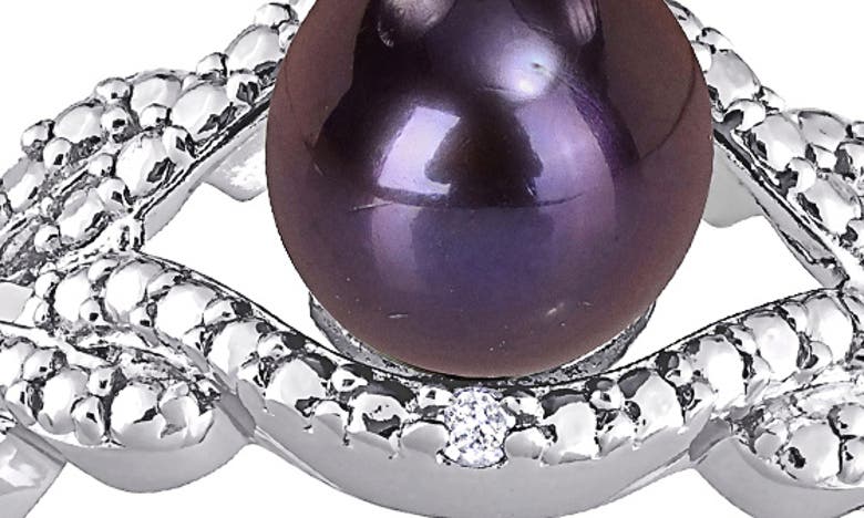 Shop Delmar Sterling Silver 7–7.5mm Black Cultured Freshwater Pearl & Diamond Ring
