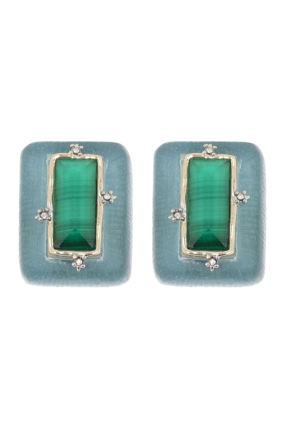 Alexis Bittar Stone Studded Retro Clip Button Earrings In Montana Bl
