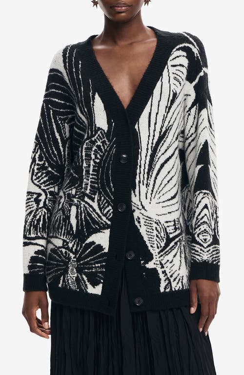 Shop Desigual Halifax Botanical Jacquard Cardigan In Black