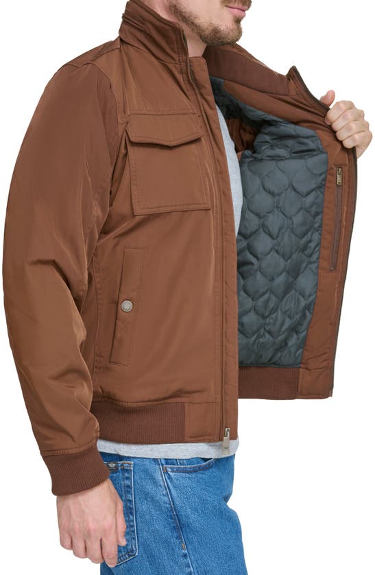 Dockers Quilted Lined Flight Bomber Jacket In Chocolate