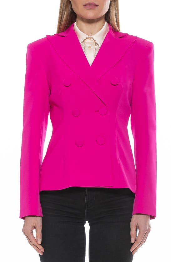 Alexia Admor Lianne Classic Double Breasted Button Front Closure In Hot Pink