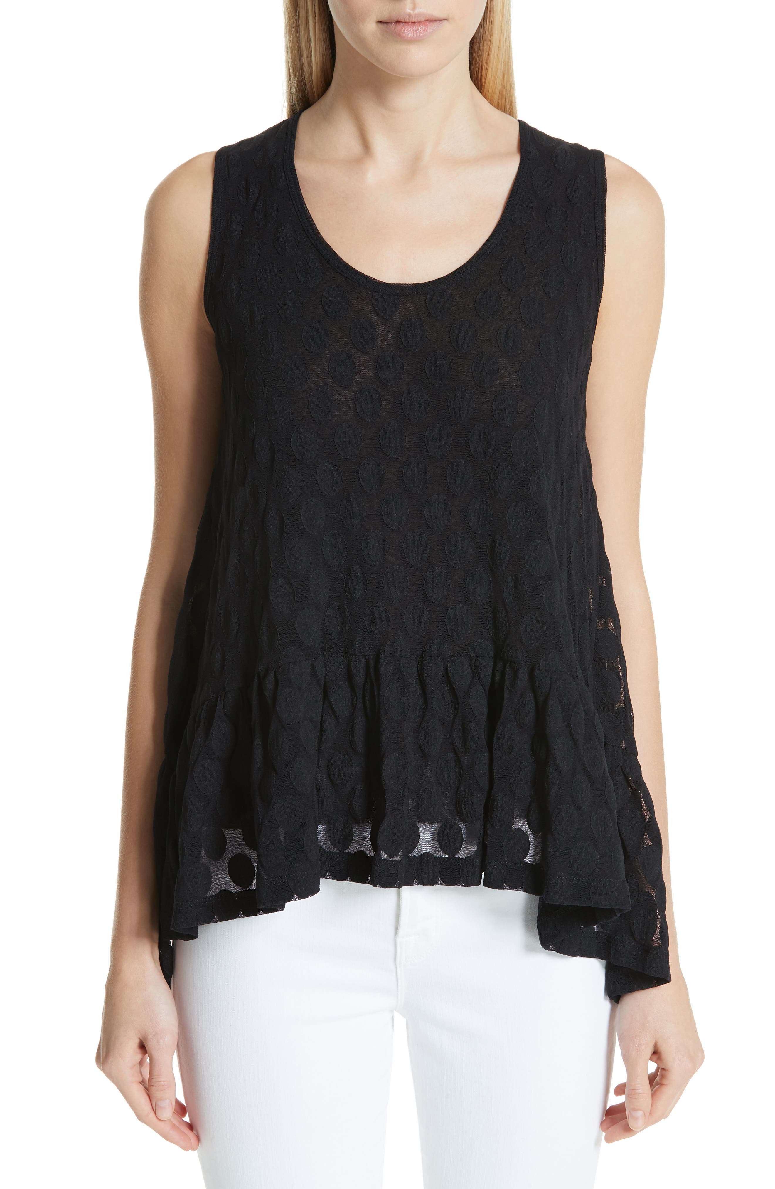 Fuzzi Dot Tulle Tank, Black