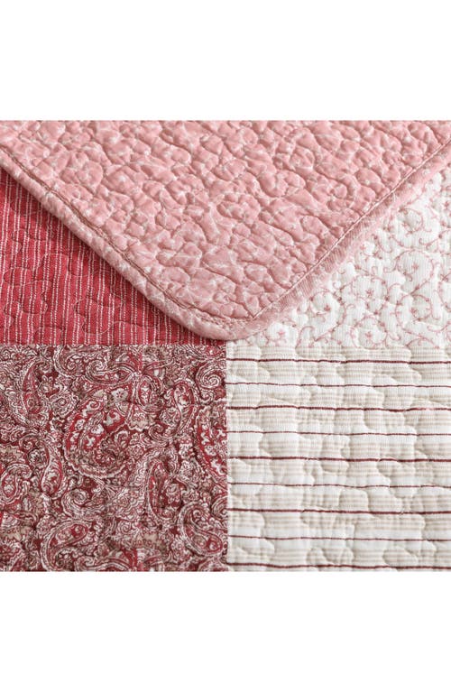 Laura Ashley Celina Patchwork Quilt Set In Cranberry/biscuit