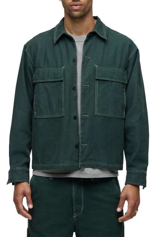 Shop Hudson Jeans Cotton Button-up Shirt Jacket In Smoke Pine