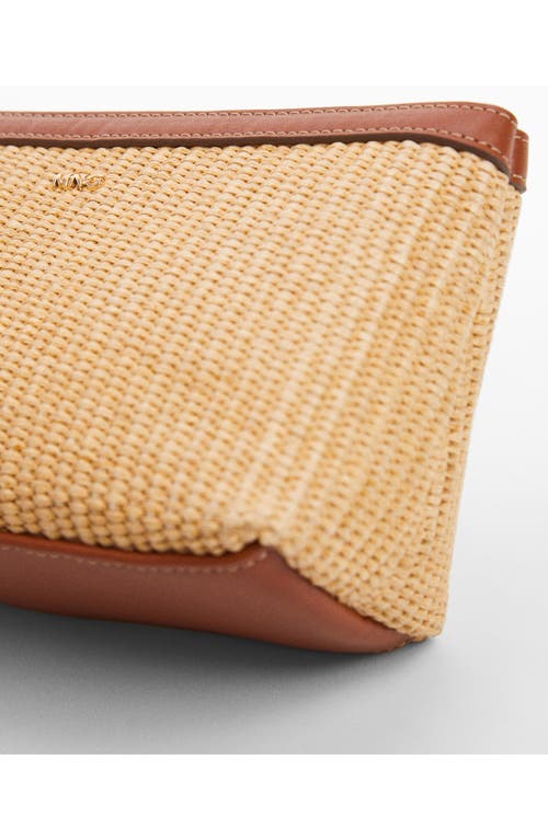 Shop Mango Woven Zip Pouch In Brown