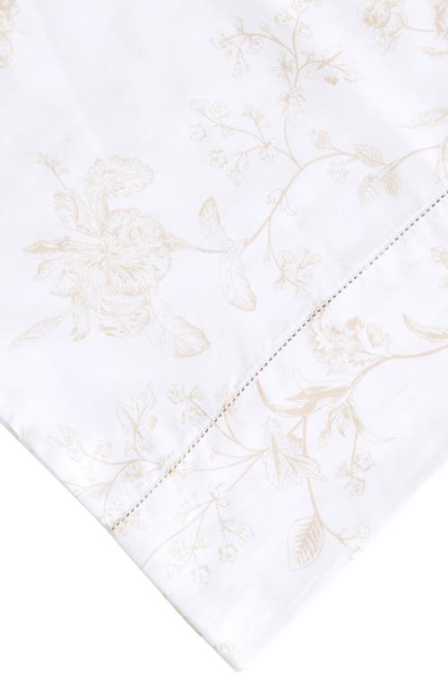 Shop Melange Home Bouquet Cotton Pillowcase Set In White/mocha