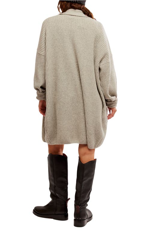 Free People Emmy Collar Rib Cardigan In Sandstorm Heather