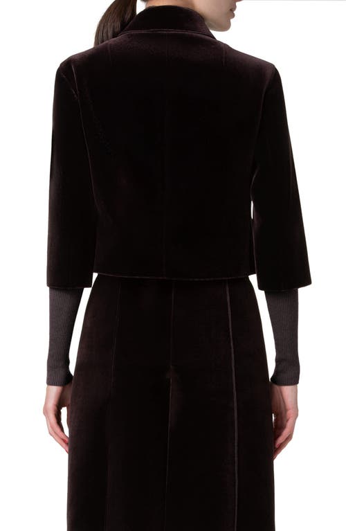 Akris Winslow Velvet Spacer Knit Crop Jacket In Mocca