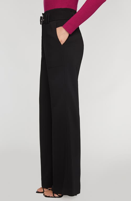 Shop Elie Tahari The Diana Belted High Waist Flare Pants In Noir