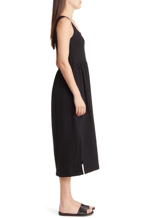 Shop Madewell Mixed Media Tank Dress In True Black