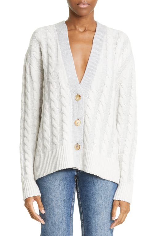 CO Cashmere Cable Cardigan in 982 Ivory/Grey
