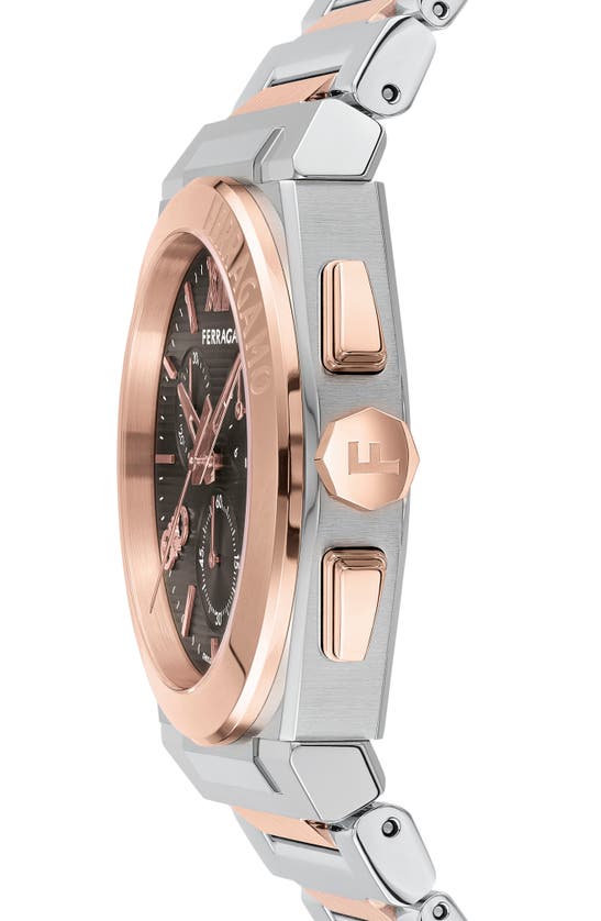 Shop Ferragamo Vega Bracelet Chronograph Watch, 42mm In Two Tone