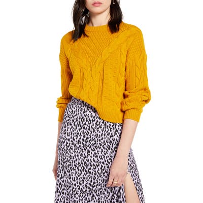 Plus Size Bp. X Claudia Sulewski Cable Sweater, Yellow