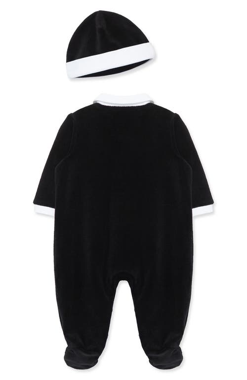 Shop Little Me Tuxedo Cotton Blend Footie, Hat & Bow Tie Set In Black