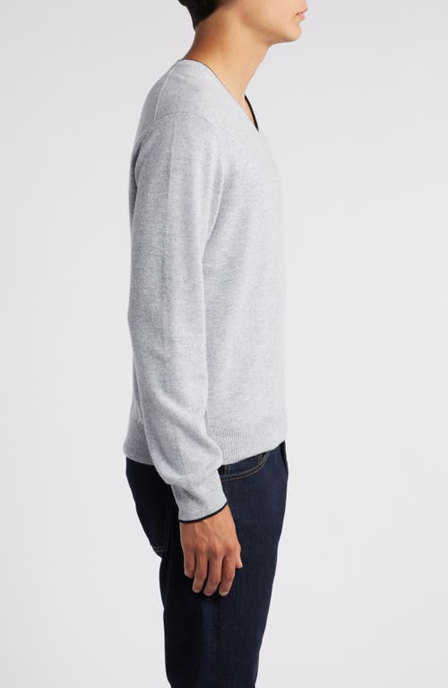 Lorenzo Uomo Tipped Merino Wool Sweater In Sterling