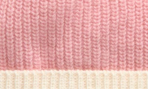 Moncler Logo Patch Colorblock Rib Wool Beanie In Rose Pink